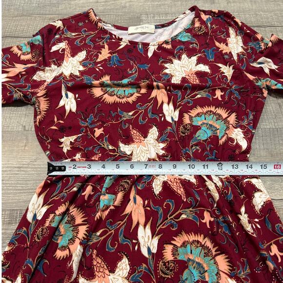 Arula XL Midi Floral Fit Flare Dress Boho Indie Peasant Preppy Stretch USA Made - Picture 7 of 7